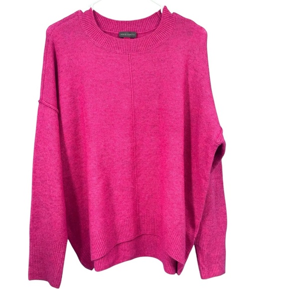 Exposed seam crewneck vibrant pink sweater M - Picture 1 of 4